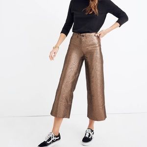 Madewell Emmett Wide-Leg Crop Pants in Metallic Sz 32